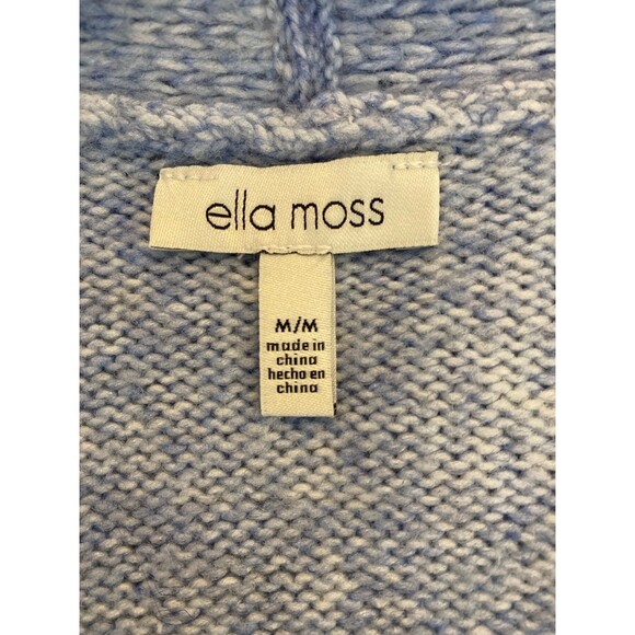 Ella Moss Cardigan Sweater Fuzzy Oversized Medium Light Blue Pockets Super Soft - Picture 9 of 12
